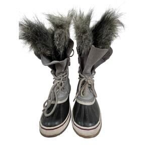 Sorel Joan of Arctic Womens 6.5 Gray Faux Fur Waterproof Winter Snow Boots